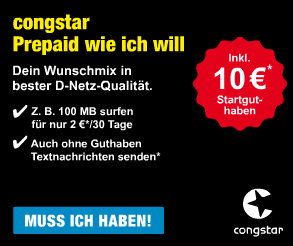 CONGSTAR Prepaid Starterpaket Datenflatrate inkl. 10EUR Startguthaben